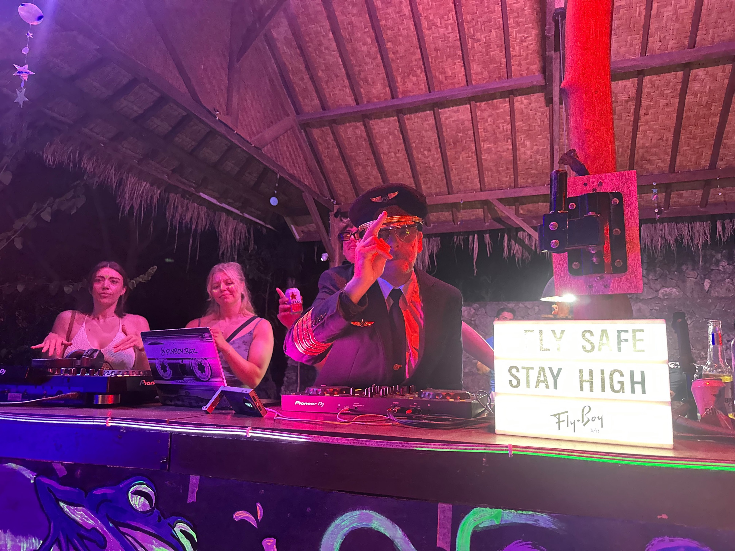 DJ performing in costume at The Penida Project Full Moon Party