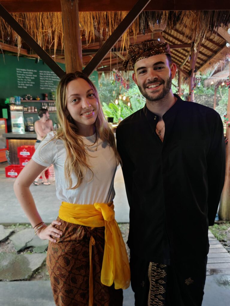 solo travellers meeting others in Nusa Penida during cultural activities
