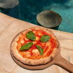 Margherita pizza with San Marzano tomato, mozzarella and fresh basil in Nusa Penida